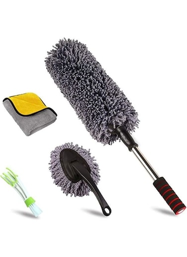 EasyLife Set Of 4 Best Extendable Microfiber Multipurpose Duster Cleaning Dashboard Duster Interior Car Detailing Brush Lint Free Microfiber Cloths Exterior Or Interior Use