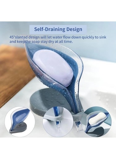 EasyLife Leaf Shape - Self-Draining Soap Dish For Bar Soap