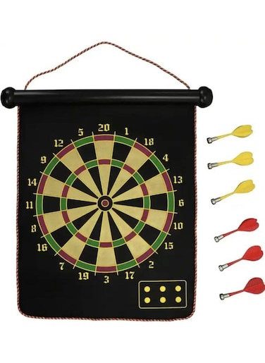 EasyLife Magnetic Dart Board Darts Double Sided Rollup Flocking Dartboards Darts Plate Of Safety Dart Safety Game Board For Indoor/Outdoor With 6 Darts