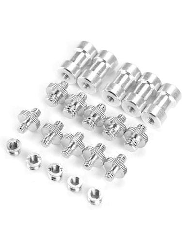 EasyLife 20 Pcs Camera Screw Adapter With 4 Kinds Of Adapter Screw, 5x1/4 In Male To 3/8 In Male, 5x1/4 In Male To 3/8 In Male, 5x Dual 1/4 In Male, 5x1/4 In Female To 3/8 In Female