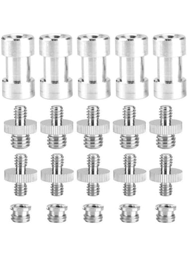 EasyLife 20 Pieces Camera Mount Screw Kit, Portable 1/4 Inch To 3/8 Inch, 1/4 To 1/4 Threaded Ring Screw Converter Threaded Adapter Accessory For DSLR, Flash, Light Stand, Tripod/Monopod/Ballhead