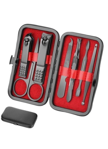 EasyLife 7 In 1 Stainless Steel Professional Pedicure And Manicure Grooming Kit With Leather case