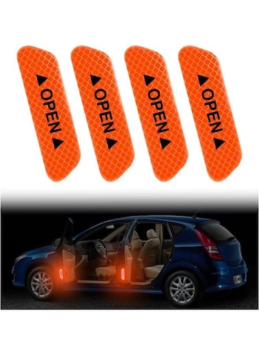 EasyLife 4 Pieces Car Door Open Warning Reflective Stickers, Night Visibility Auto Safety Prompt Decals