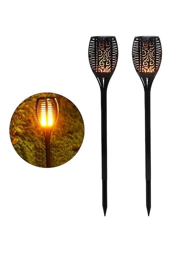 EasyLife 2 Pieces Solar Garden Flashlight Solar Garden Lights Waterproof Rating Warm Light