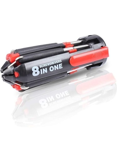 Generic 8-In-1 Multifunction Screwdriver With 6 LEDs Flashlight For DIY Home Kitchen Repair Car Tool Kit Hand Tools