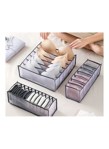 Generic Stylish Underwear Organizer Storage Baskets Bin Clear/Black