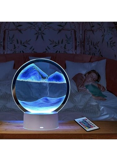 Generic 3D Natural Landscape Glass Sand Frame Table Lamp For Home Desktop Art With Remote Control