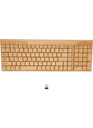 Generic Bamboo Keyboard Wireless Device With USB Receiver