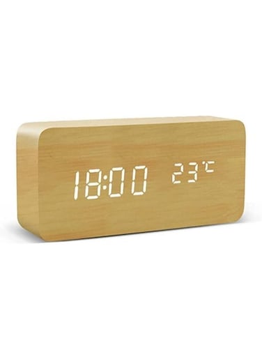 Generic Multifunction Wooden LED Alarm Clock With Date Time Display