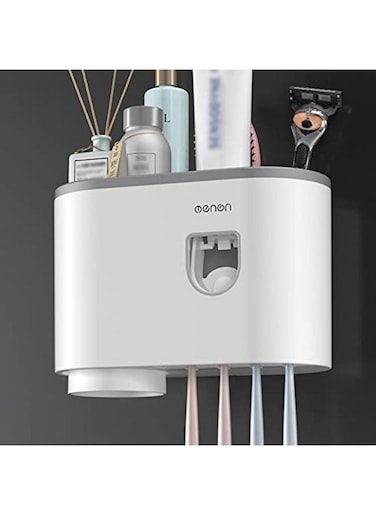 Generic Wall Mounted Toothbrush Holder And Toothpaste Dispenser With 1 Cup