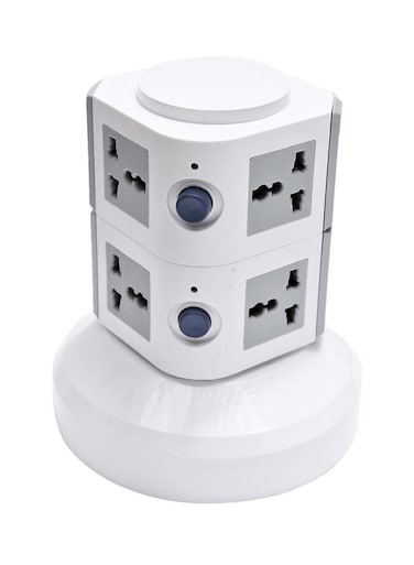 Generic 8-Way Multi Socket Extension Cord White/Grey