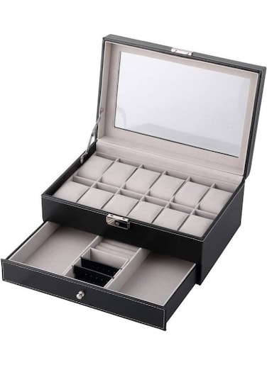 Generic 2 Layer Case Jewelry Organizer Clear Top With Key