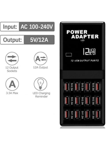 Generic Multi 12 Port USB Charging Station Hub Desktop Wall Cell Phone Charger Organizer