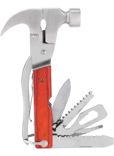 Generic Multifunctional Hammer Stainless Steel Wooden Handle Hammer Automatic Emergency Kit Tool
