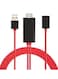 Generic 3-In-1 Full HD Mirroring Cable HDMI Cable MHL To HDMI Cable Plug And Play HDTV Adaptor Cable For iPhone iPad Samsung Smartphones - Red, 1m
