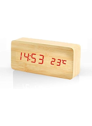 Generic Multifunction Wooden LED Alarm Clock With Date Time Display