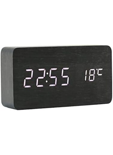 Generic Multifunction Wooden LED Alarm Clock With Date Time Display