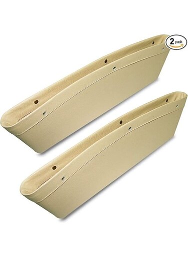 Generic 2 Pieces Car Seat Gap Organizer Car Seat Gap Filler PU Leather Car Storage Box Universal Fit In Between