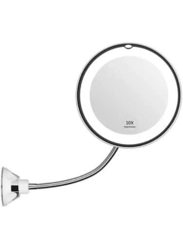 Generic Flexible Gooseneck 6.7" 10x Magnifying Lighted Vanity Mirror, Bathroom Magnifying Vanity Mirror With Suction Cup, 360 Degree Rotation, Daylight, Battery Powered, Cordless And Travel Mirror
