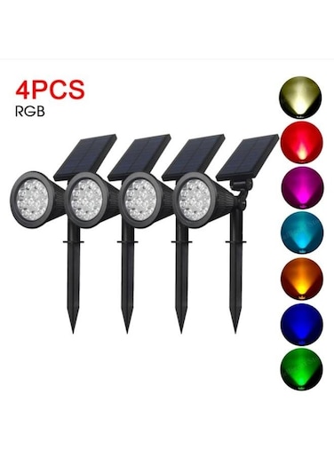 Generic 4 Pieces RGB Solar Lights Outdoor LED Ground Lawn Lamp Waterproof Outdoor Lights Landscape Spotlights Garden Decoration