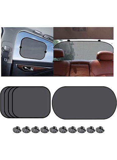 Generic 5 Pieces Set Auto Sun Shades For Side And Rear Window, Sun Glare And UV Rays Protection For Children Sun Shade With Suction Cup Universal For Most Cars