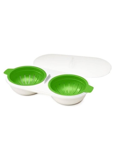 Generic Microwave Egg Poacher Food Grade Cookware Double Cup Egg Boiler Kitchen Steamed Egg Set Microwave Ovens Cooking Tools