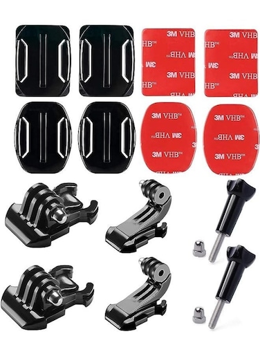 Generic Action Camera Accessories Kit, Helmet Adhesive Sticky Mounts And Buckle Kit, Quick Release Buckle Clip Basic Mount, Vertical Surface J-Hook Buckle Mount Base, Long Thumb Screw