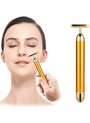 Generic Golden T-Shape Pulse Sign Face Massage Tools For Sensitive Skin Face Pull Tight Firming Lift
