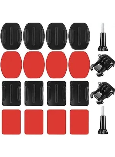 Generic Set Of Helmet Adhesive Mount Set, Flat Curved Helmet Adhesive Mounts With Accessories Kit, Compatible With GoPro