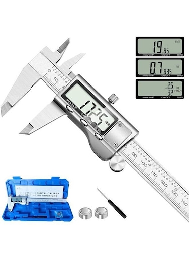 Generic Digital Measuring Tool, Stainless Steel Vernier Caliper, Digital Micrometer With Large LCD Display, Easy To Change from Metric Fraction To Inch, 6 Inch Caliper Tool For DIY And Home