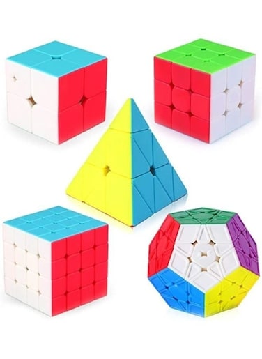 Generic 5 Pieces Speed Cube Bundle Of 2x2x2 3x3x3 4x4x4 Megaminx And Pyramid Cube Smoothly Magic Cube Collection For Kids And Adults