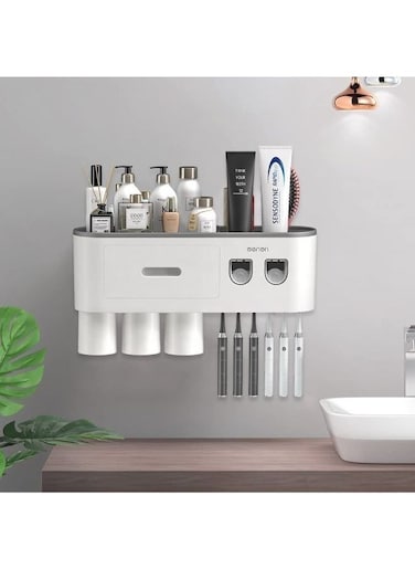 Generic Wall Mounted Toothbrush Holder With Toothpaste Dispenser