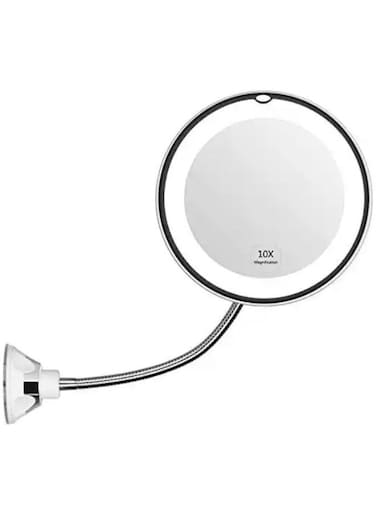 Generic 6.7" Flexible Gooseneck With 10x Magnifying Lens Illuminated Cosmetic Mirror