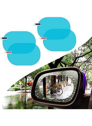 Generic 4Pieces Car Rearview Mirror Film, Rainproof Waterproof Anti Fog Mirror Film, Transparent HD Protective Sticker Universal For Car Windows, Rearview Mirrors