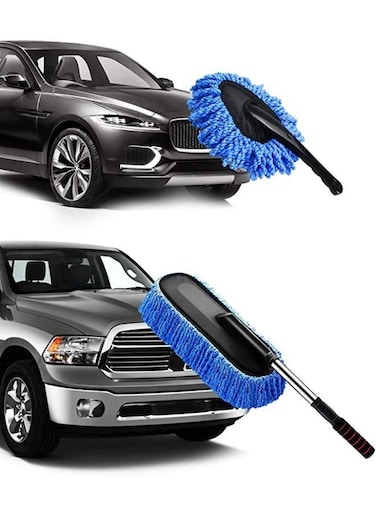 Generic 2 Pack Car Dust Brush Set With Microfiber Pollen Dusters Scratch Free, Extendable Car Duster Brush And Dash Duster For Car Exterior Interior Cleaning Tools