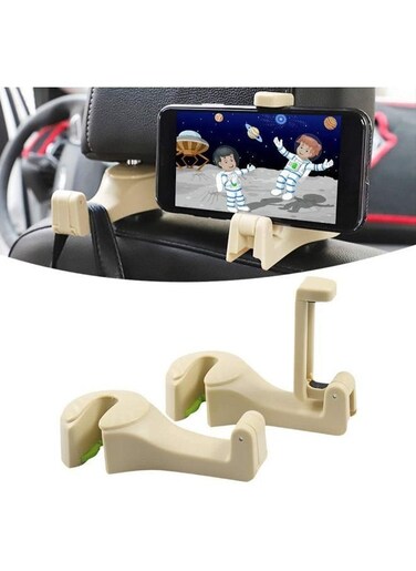 Generic 2 Pieces Car Back Seat Headrest Hooks With Phone Holder