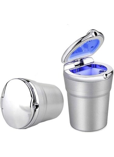 Generic Portable Car Ashtray Detachable Stainless Steel With Blue LED Light Indicator