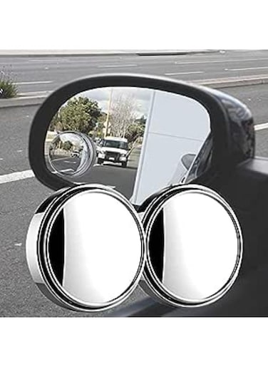 Generic 2 Pieces Waterproof Convex Blind Spot Stick Side Mirror, Round 360 Degrees Rotate Sway Adjustable