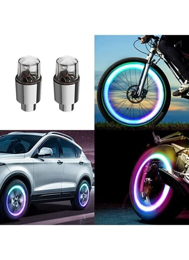 Generic 2 Pieces Car Wheel Spoke Light Bicycle Motorcycle LED Light Tire Valve Caps
