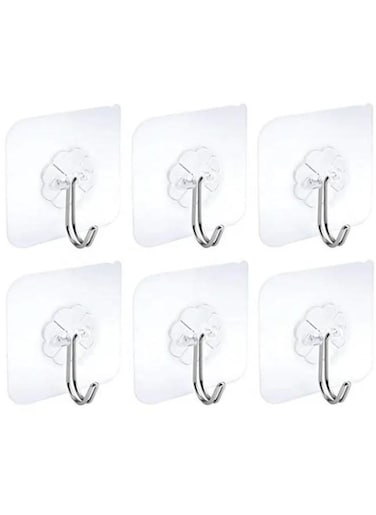 Generic 6 Pieces Strong Adhesive Transparent Heavy Duty Removable Transparent Wall Hook