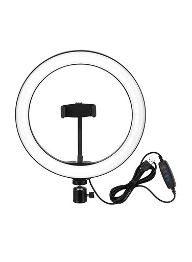 Generic LED Ring Light Dimmable Desk Camera Lamp Black/White 10.2inch