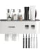 Generic Wall Mounted Toothbrush Holder With Toothpaste Dispenser 1 Cosmetic Drawer, And 6 Brush Slots With Cover Tooth Brush Holder And 2 Cups
