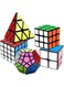 Generic 5 Pieces Magic Bundle Rubik's Speed Cube Set, 2x2x2 3x3x3 Pyramid Megaminx Skew Cube Smooth Sticker Cubes Collection Puzzle Cube Toy Gift For children kids adults