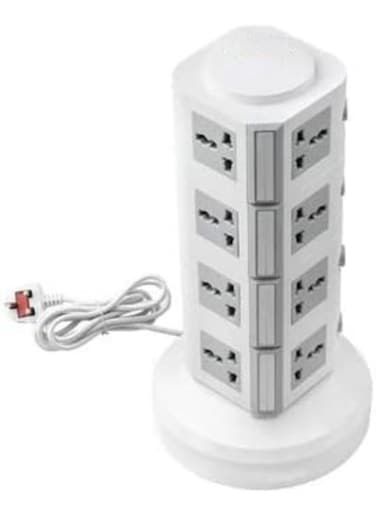 Generic 4 Layers Universal Vertical Multi Socket (220V) Tower Extension Electrical Outlet Lead With USB Ports 3M Cord And UK-Plug Power Strip Multi Charging Station