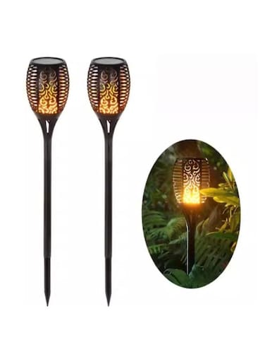 Generic Arabic 2 Pieces Solar Powered Driveway Path Lighting Flickering Flame Garden Lamp Outdoor Waterproof IP65