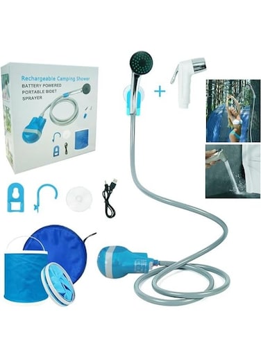 Generic Portable Camping Shower, Camp Shower Outdoor Shower With Sprayer Pump Kits Electric USB Rechargeable Water Pump Shower Head Set For Travel Beach Bike Car Pet Plants