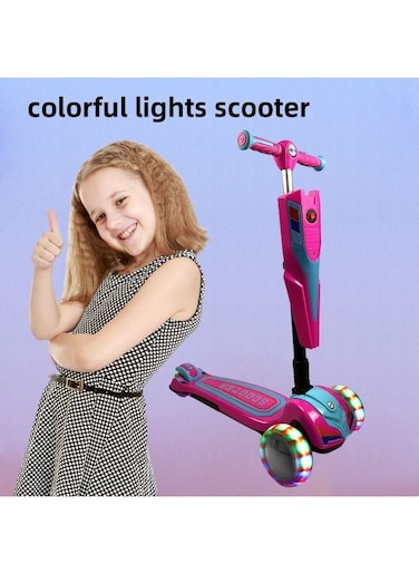 Generic 3 Wheel Foldable Kick Scooter For Kids With Colorful Lights