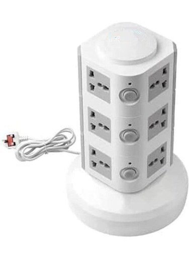 Generic 3 Layer 220V Universal Vertical Multi Socket Tower Extension Outlet With USB Ports 3M Cord And UK-Plug Power Strip