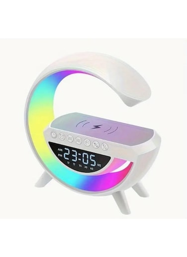 Generic Multifunction G Shape USB Rechargeable Wireless Fast Charger For Mobile Phone, BlueTooth Speaker With LED RGB Smart Lamp