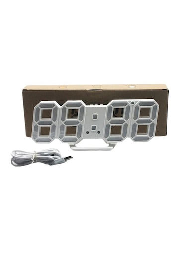 Generic 3D LED Table Clock Number Design Show Temperature Date Living Room Clock White
